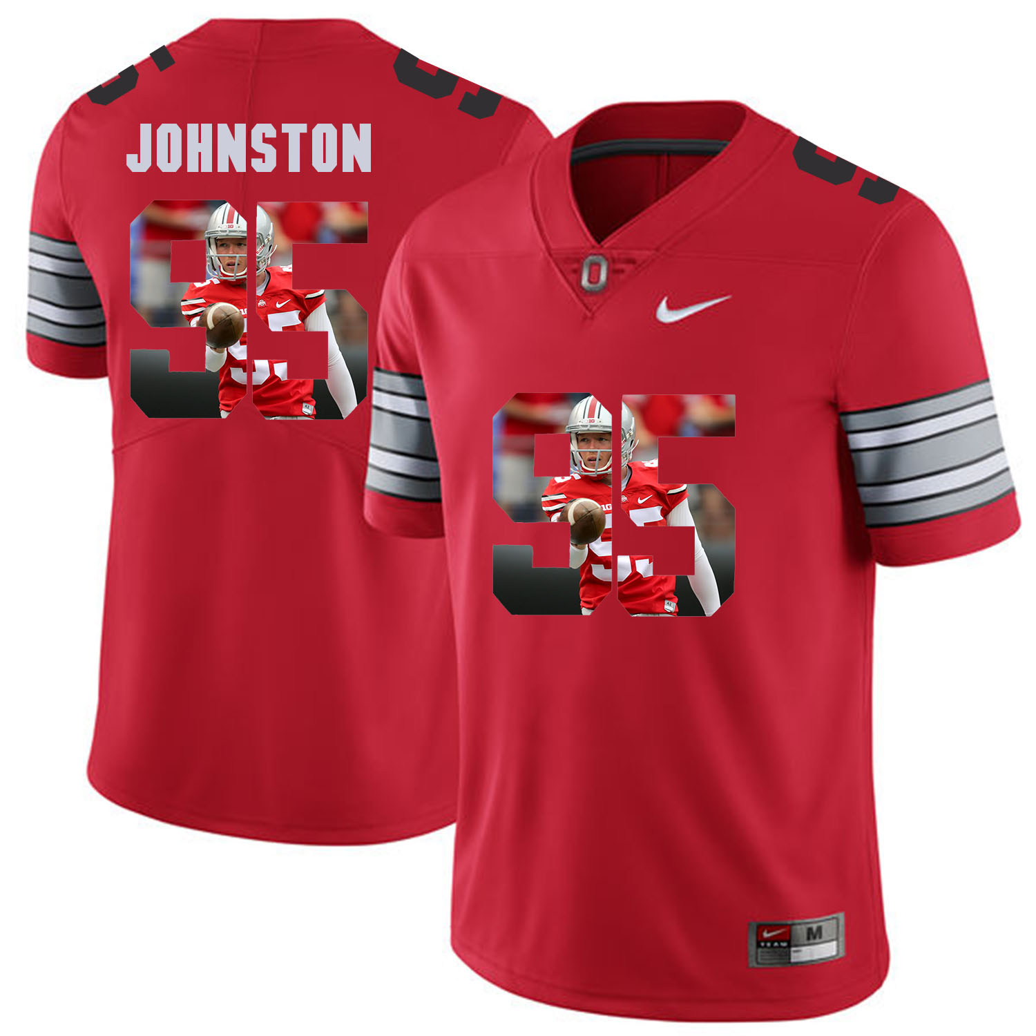 Men Ohio State #95 Johnston Red Fashion Edition Customized NCAA Jerseys